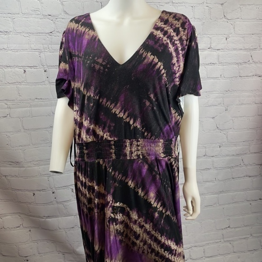 UEC INC purple v-neck short sleeve maxi dress 3X